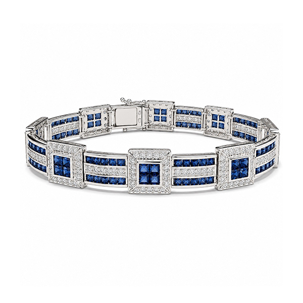 14K Blue Sapphire Diamond Bracelet